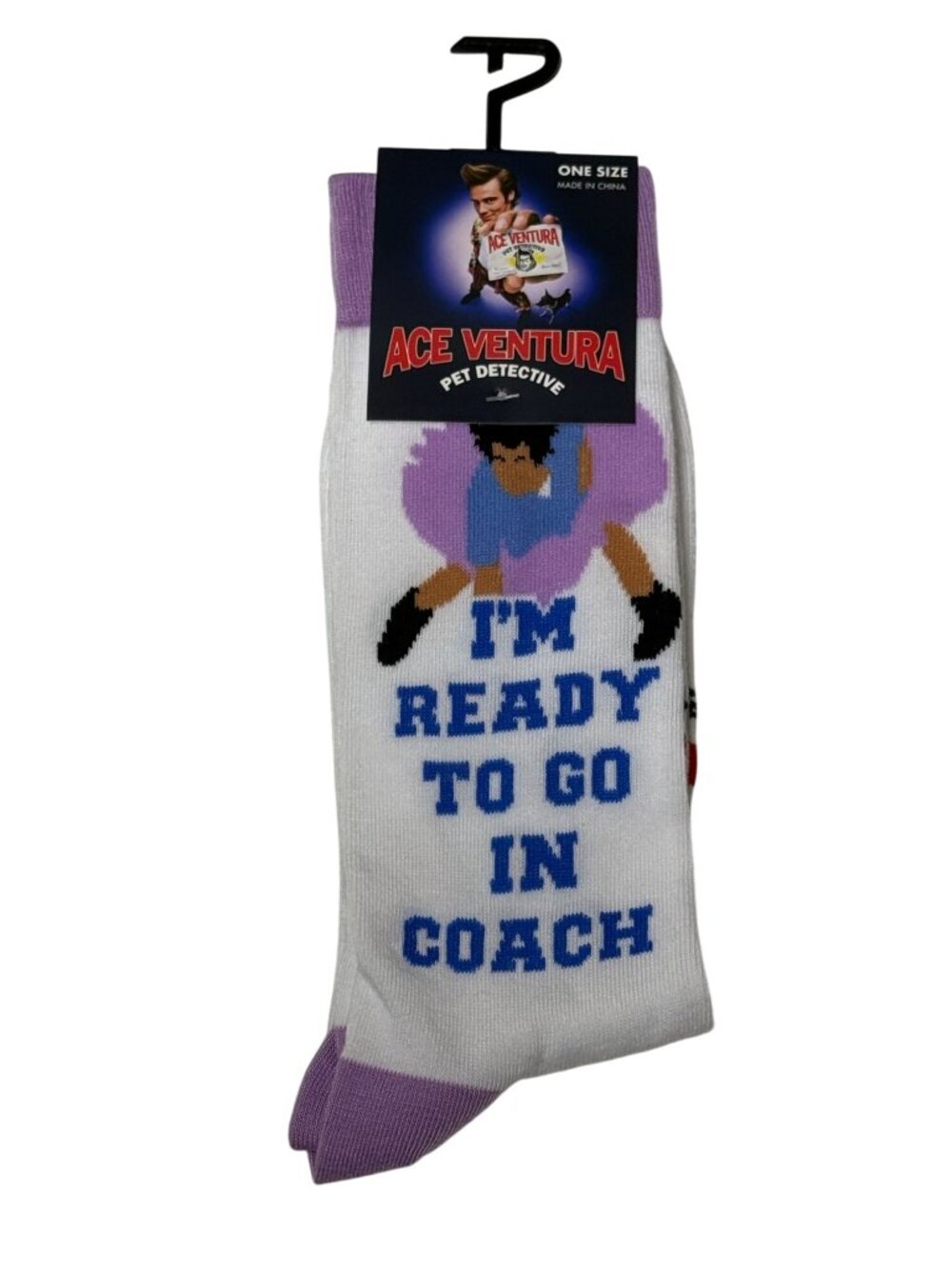 Ace Ventura Crew Socks Funny Movie Quote White Men's 7-12 NWT